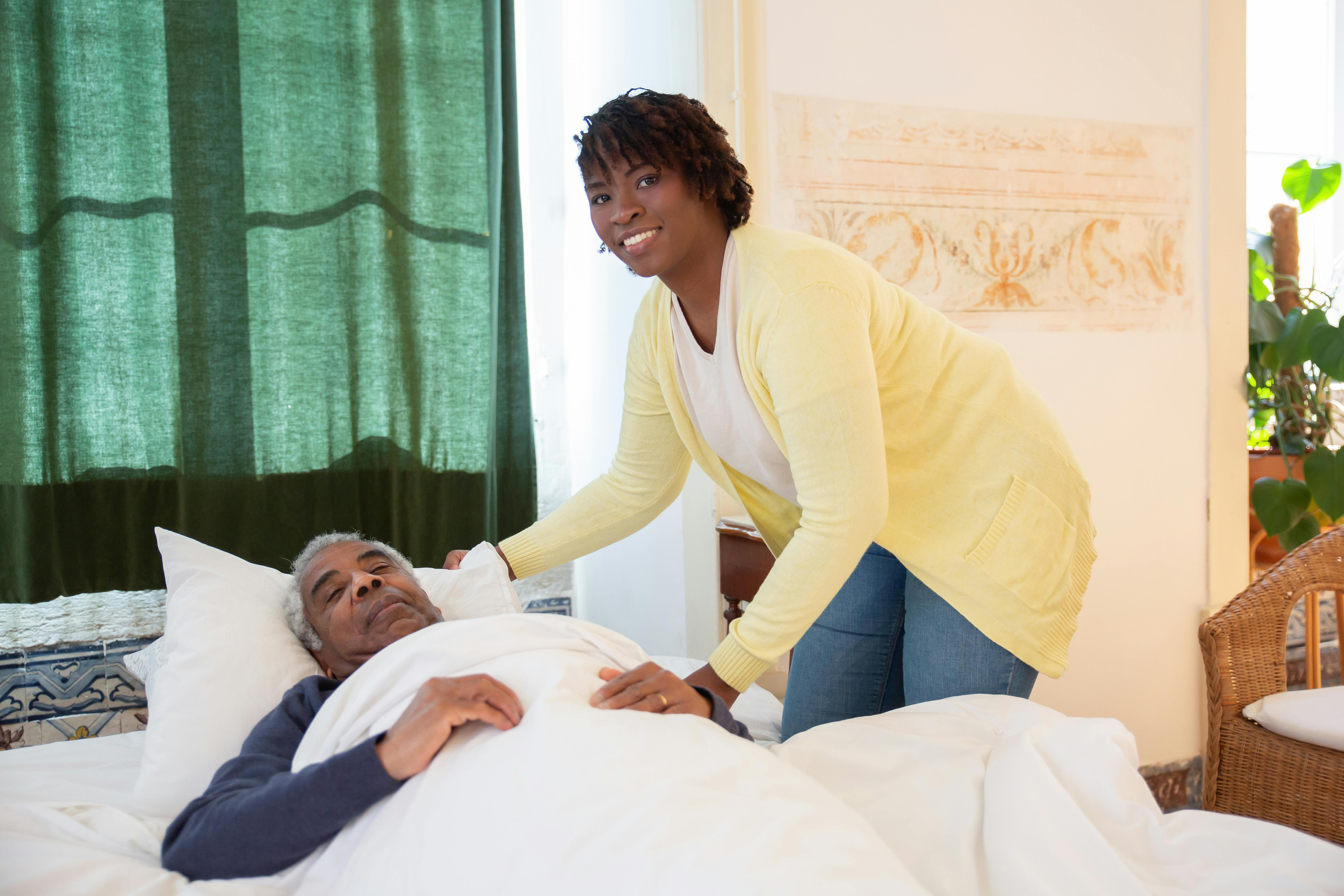 a caregiver helping a senior